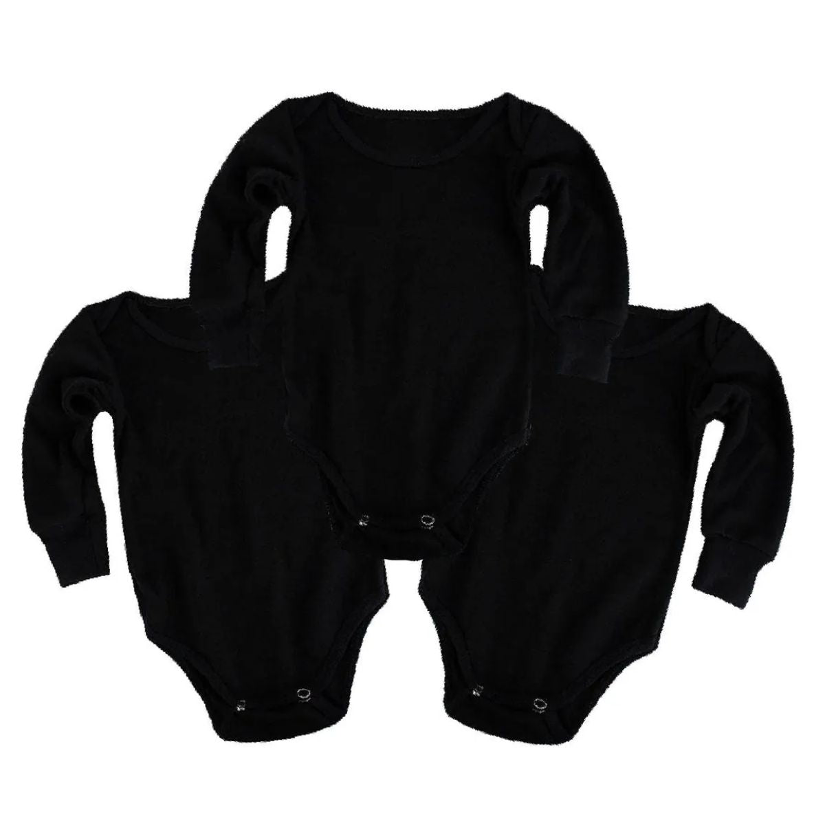 3pz Pañalero Liso Manga Corta Y Larga Ropa Bebe Color Negro