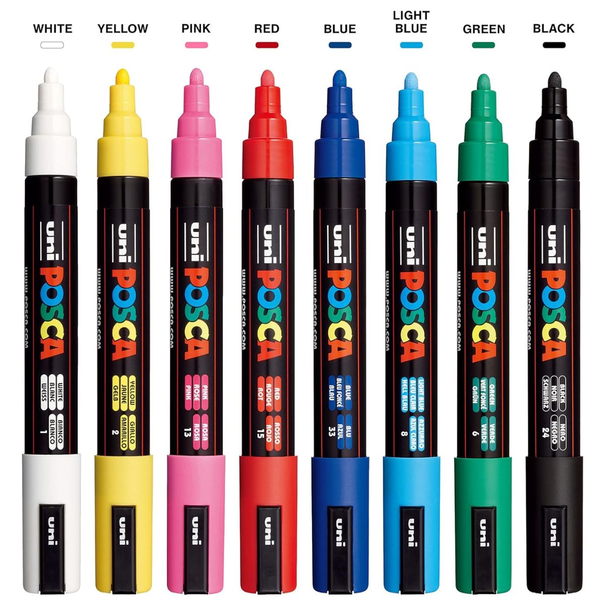 8 Marcadores Posca Punta Media Redonda Colores Surtidos