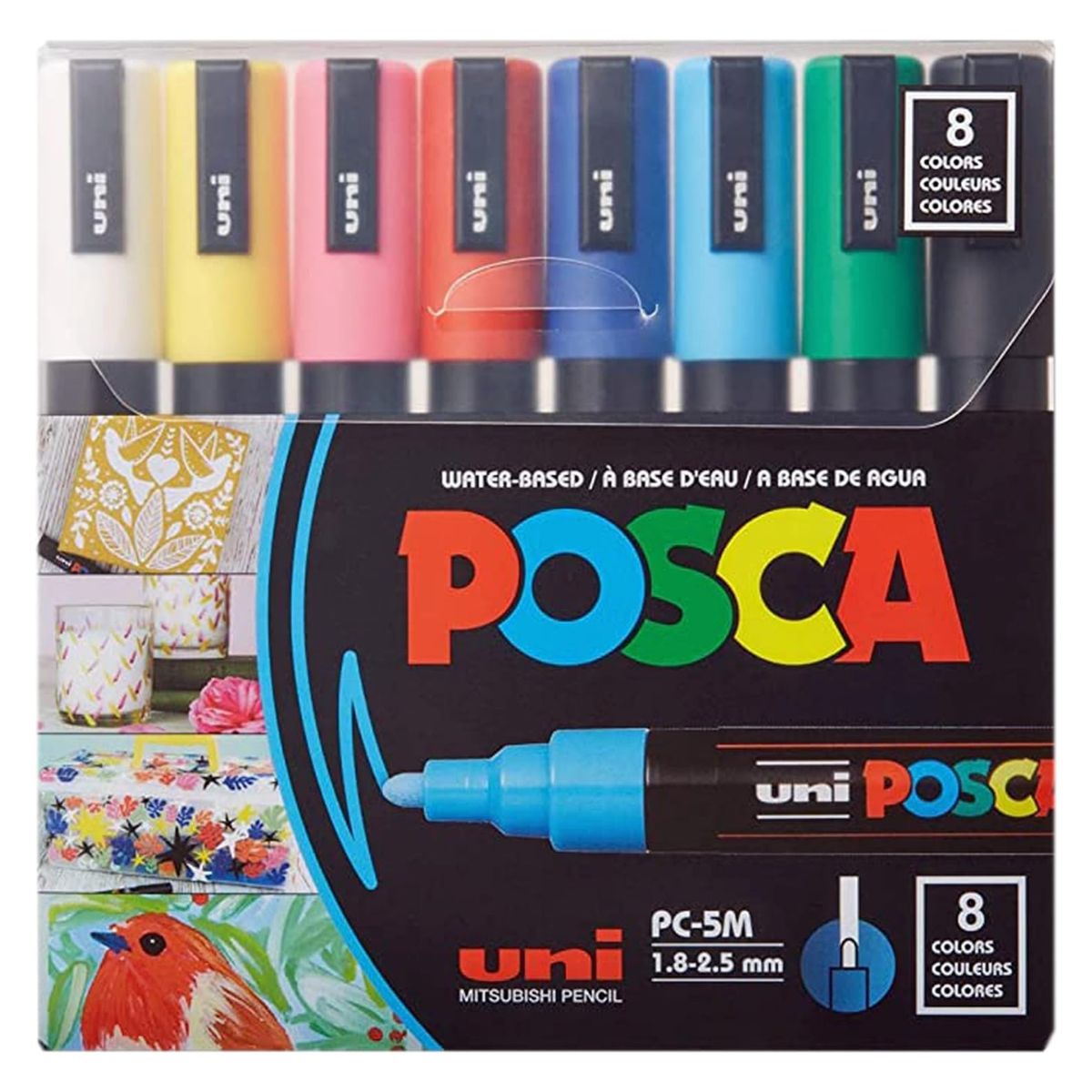 8 Marcadores Posca Punta Media Redonda Colores Surtidos
