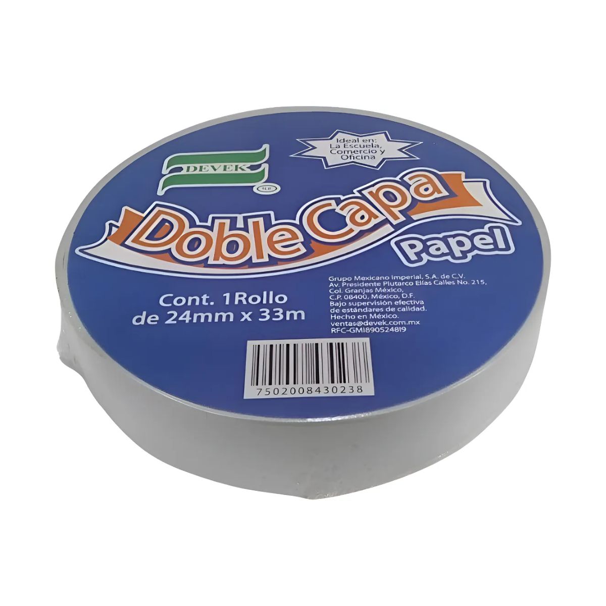 Pack 6 Cinta Adhesiva Doble Cara Papel Devek 24mm X 33m Color Blanco