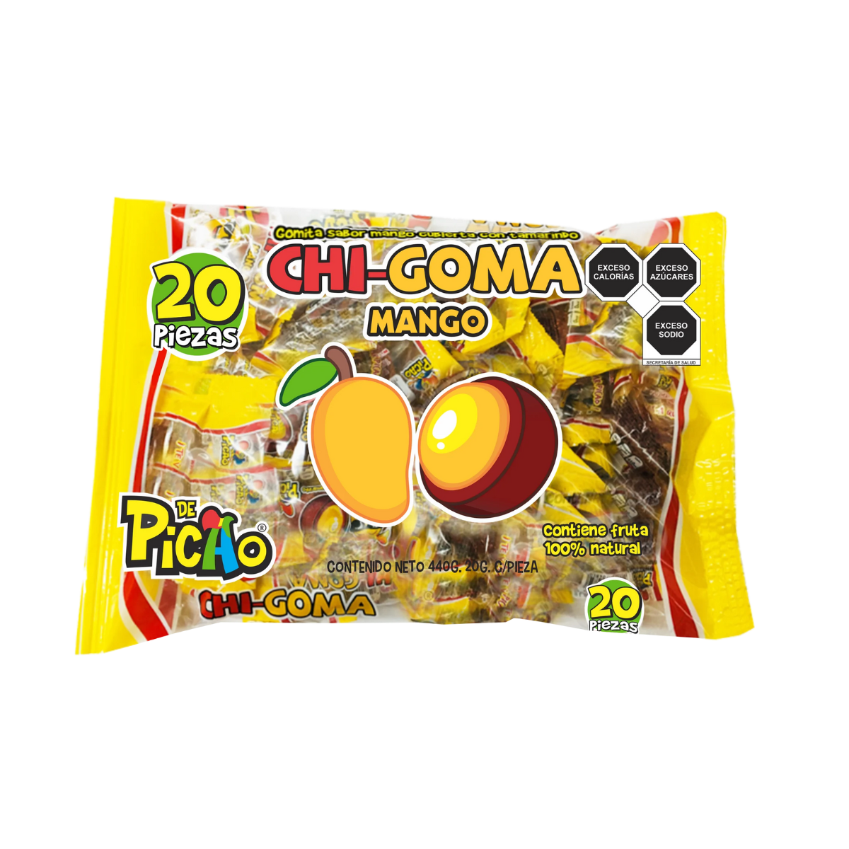 20 Gomitas Sabor Mango Cubierta Tamarindo Picao Goma Dulce