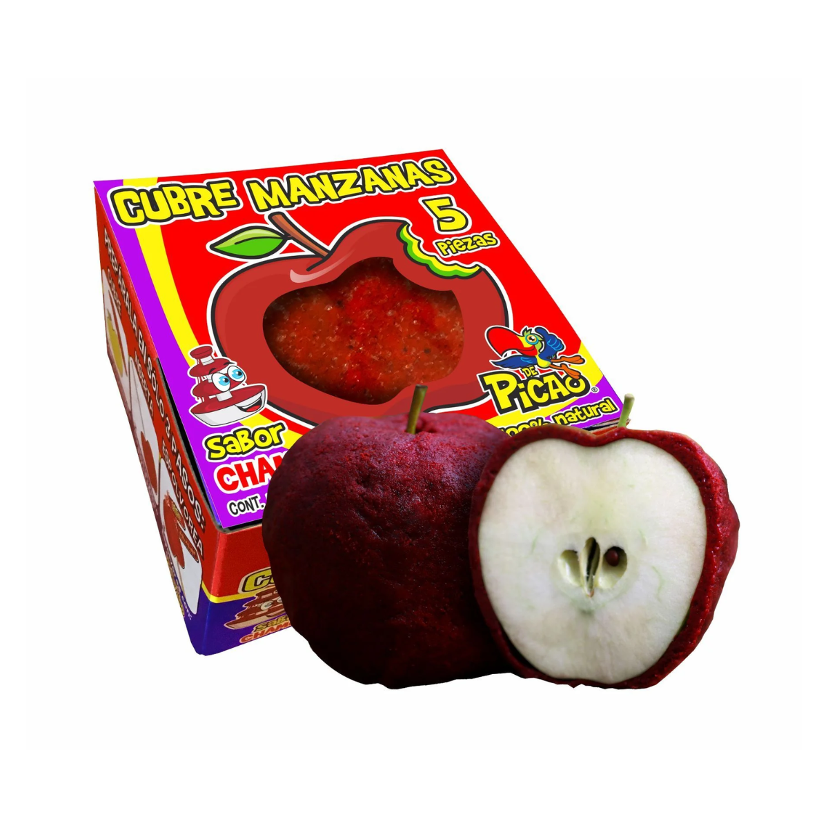 5 Cubre Manzana Sabor Chamoy Picao Acidito Picante 400 Gr