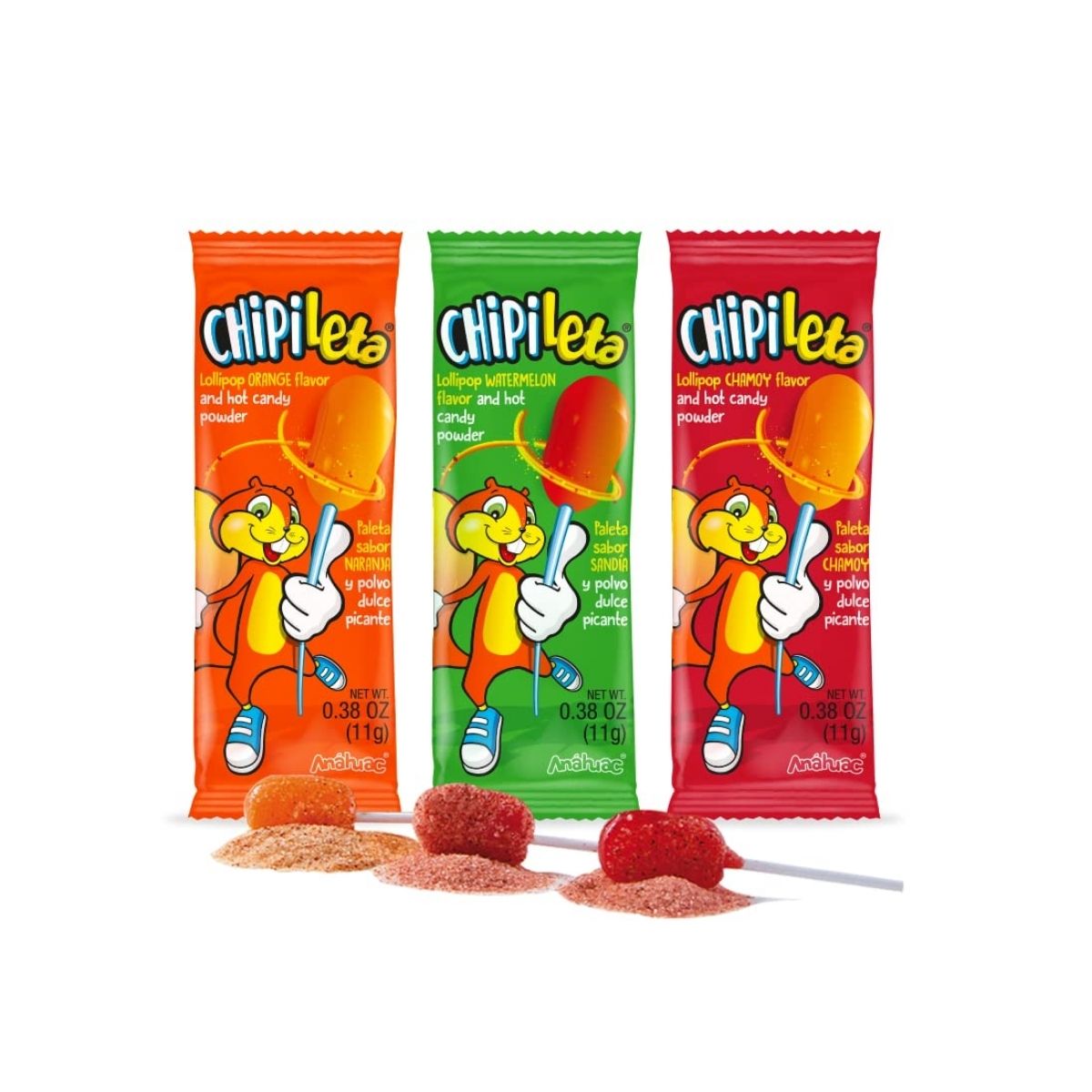 30 Paletas Caramelo Macizo Chipileta Polvo Sabores Surtido