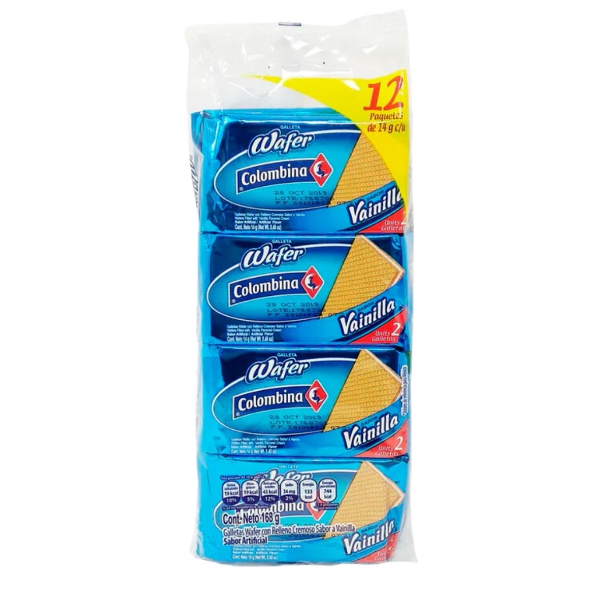 12pz Galleta De Vainilla Wafer Colombina 168gr