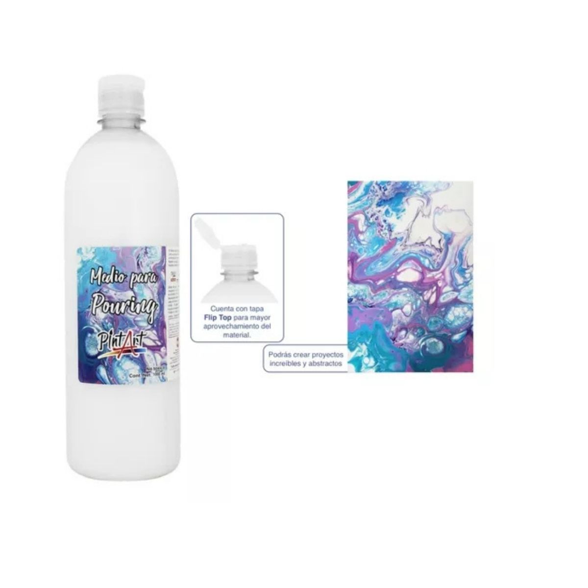 Medio Pouring Acabado Mate 1000ml Pintart Arte Manualidades