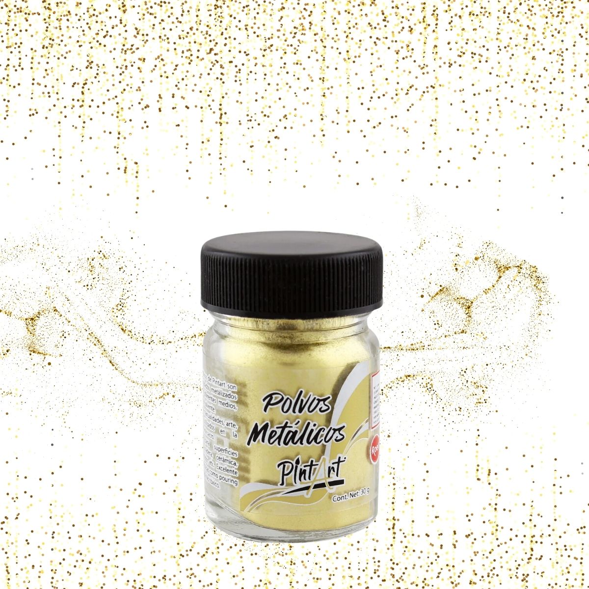 Polvos Metalicos Oro Rico Pintart 30cm Pigmento Vidrio