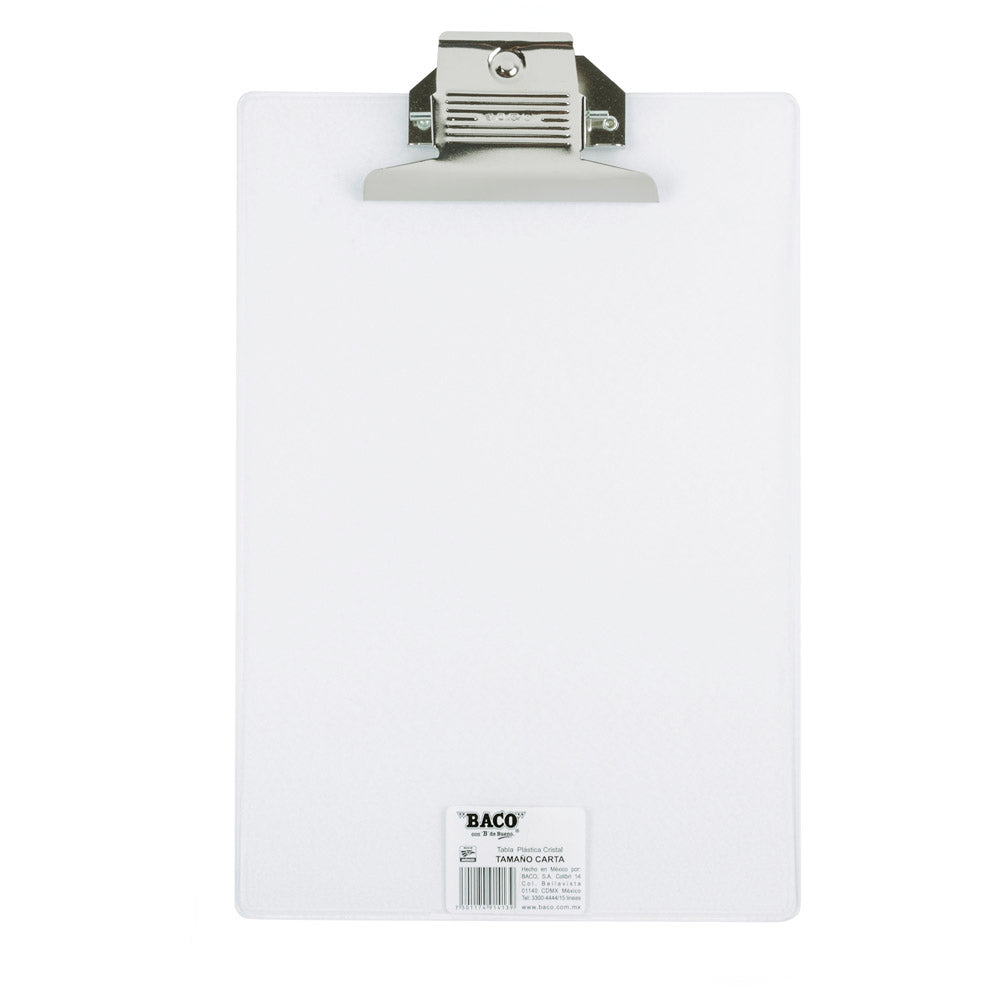 Tabla Sujetapapeles Baco Transparente Tamaño Carta