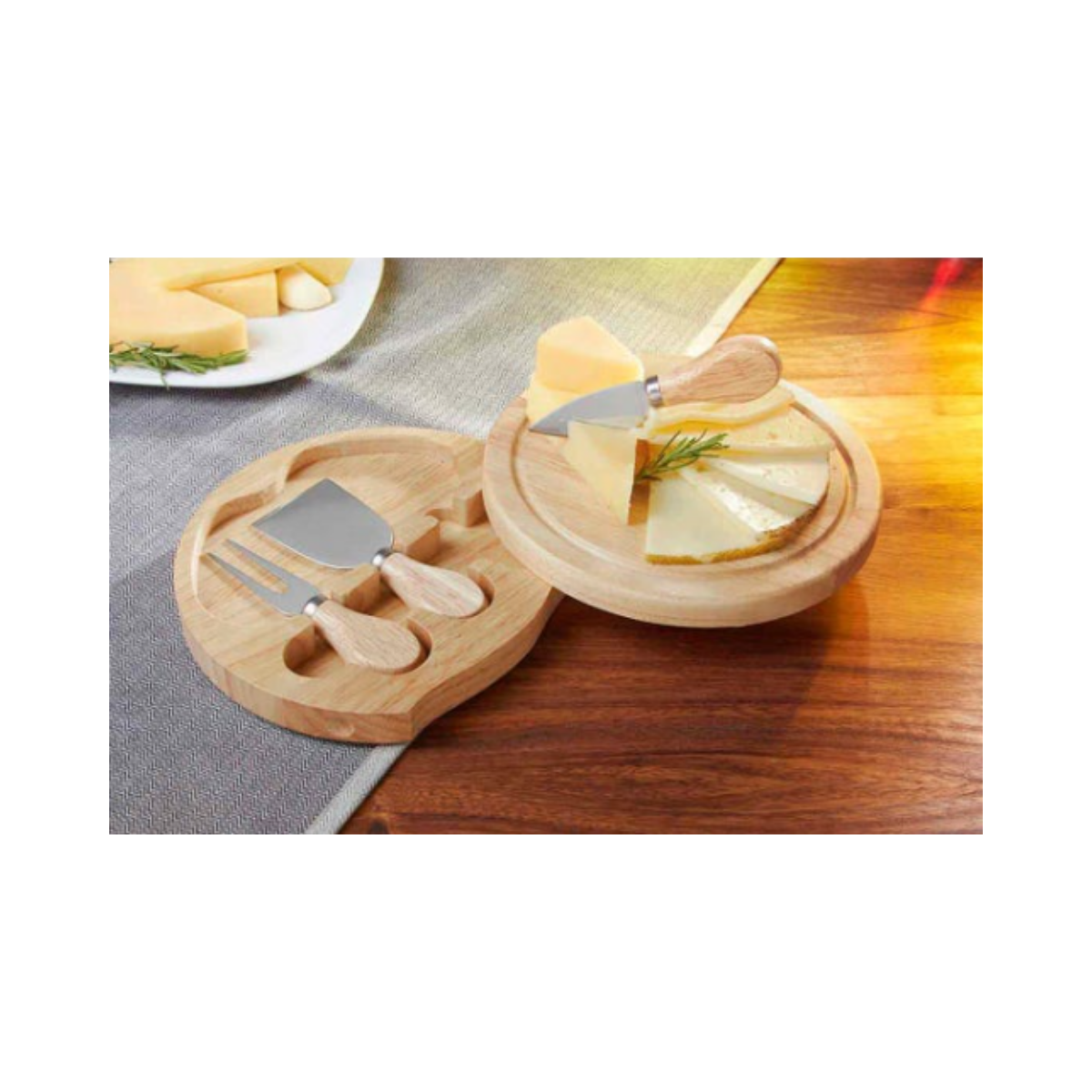 Set Tabla Cuchillo Tenedor Promoopcion Quesos Madera Cocina