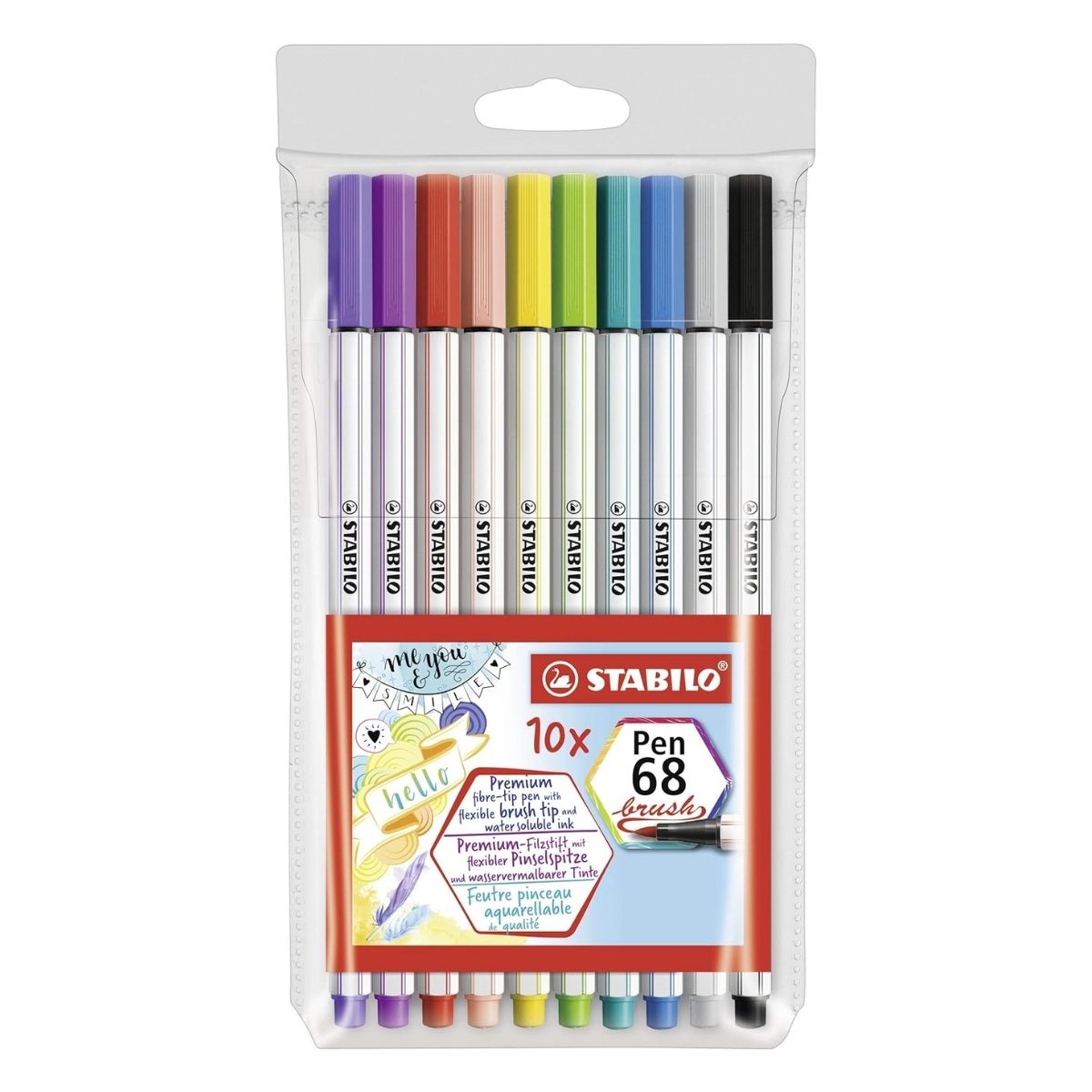 10 Rotuladores Stabilo Pen 68 Brush Colores Punta Pincel