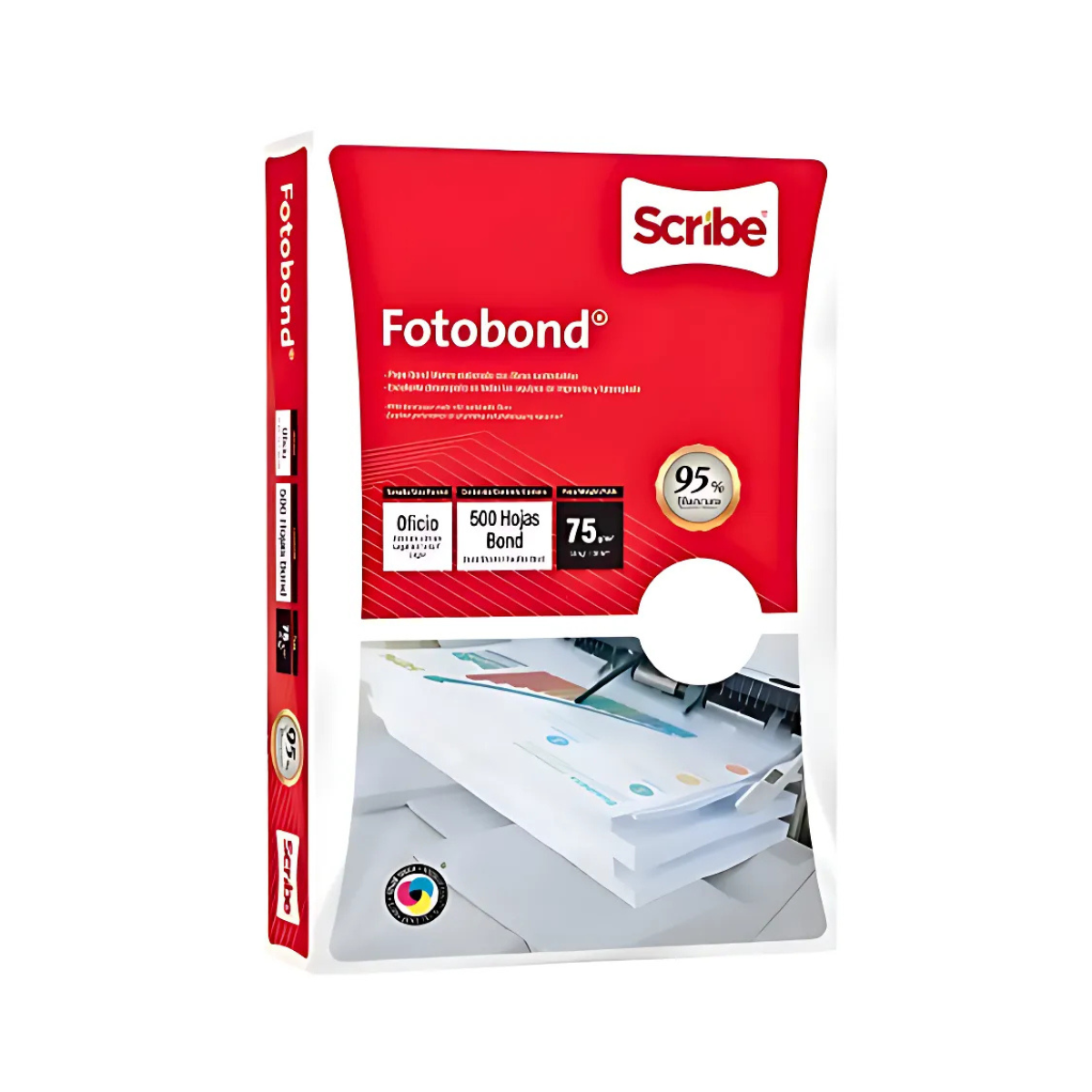 Papel Bond Tamaño Oficio Fotobond 500 Hojas 75g Blancura 95% Blanco