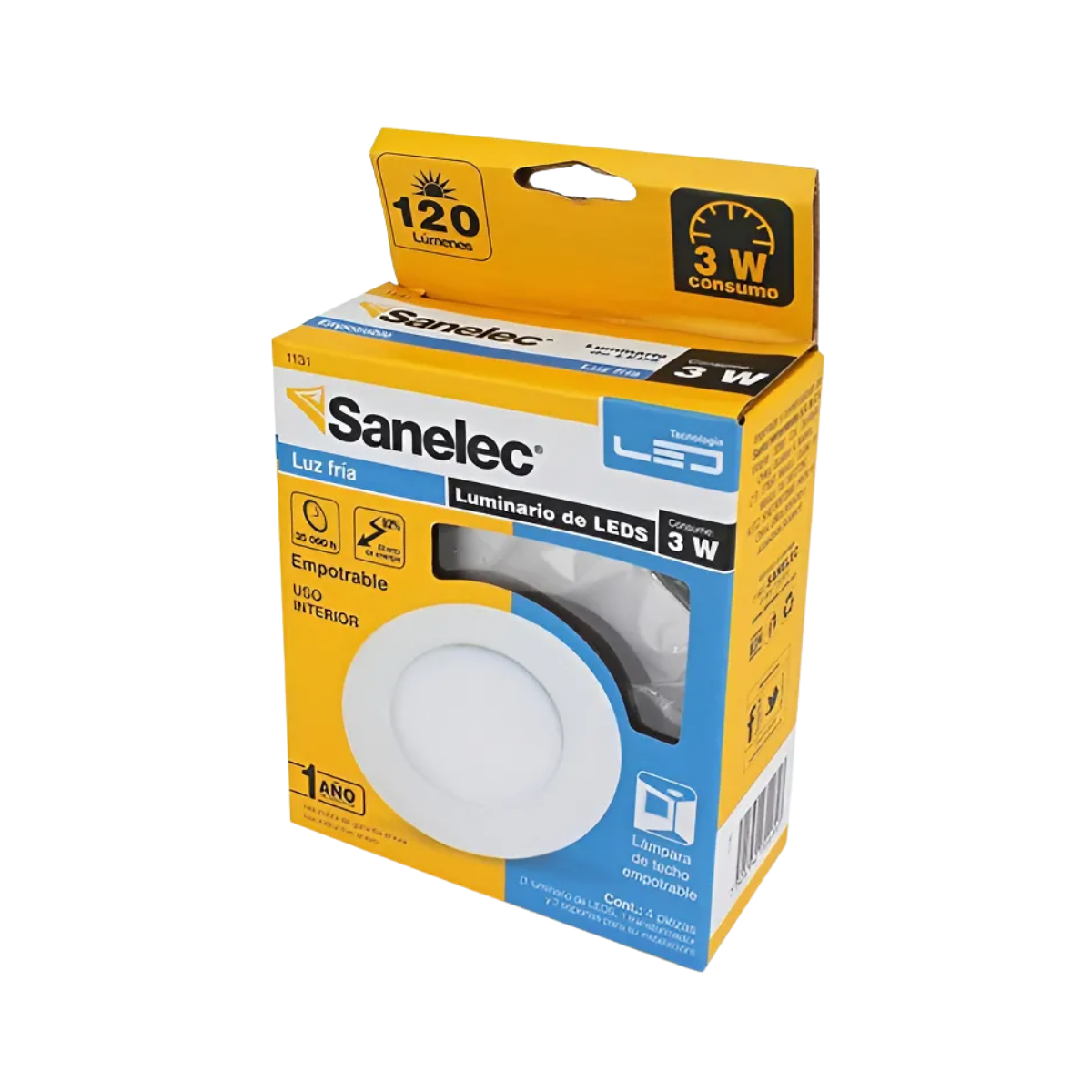 Lámpara Circular Sanelec 3W LEDs Luz Fría