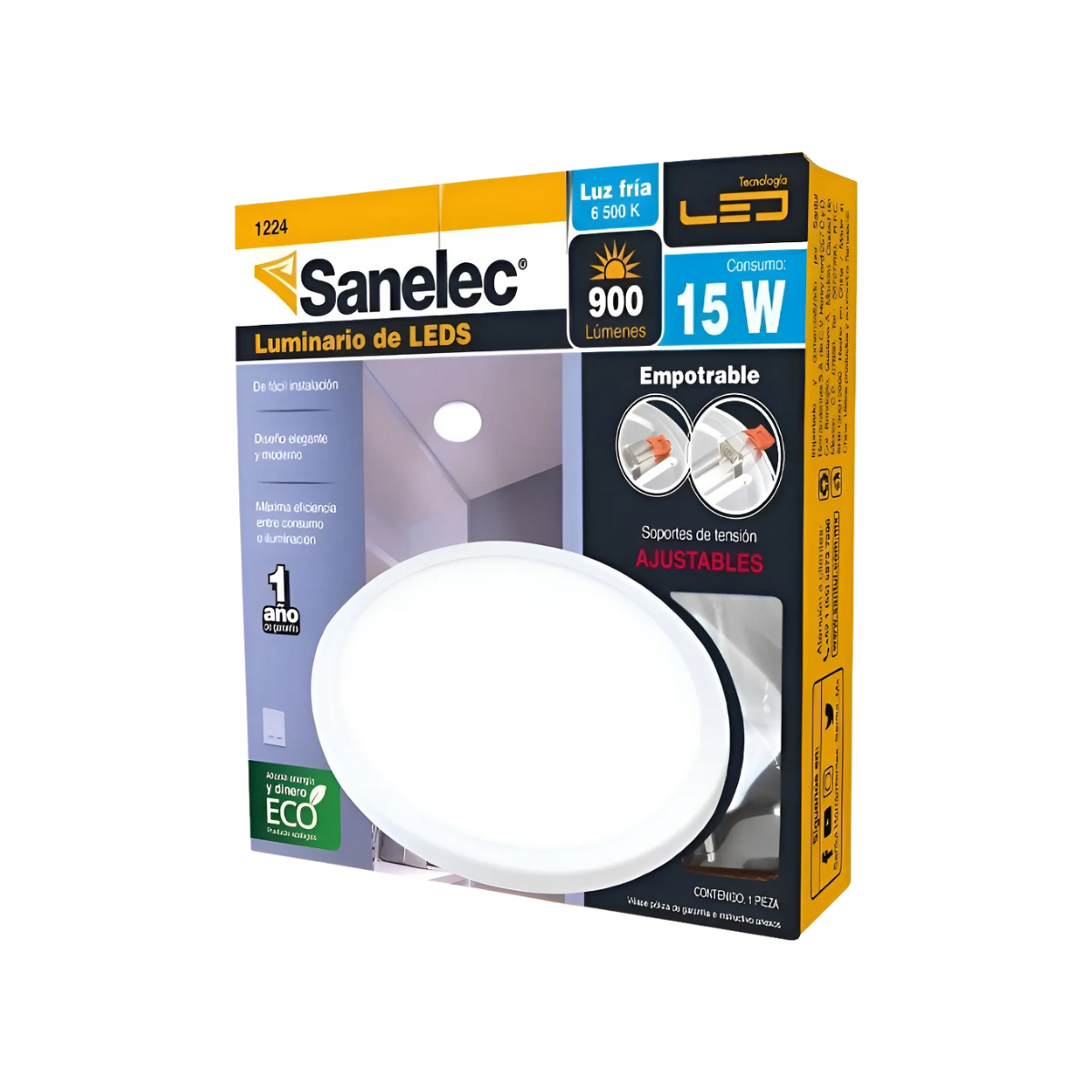 Luminario Sanelec Ajustable Circular 15W Moderna