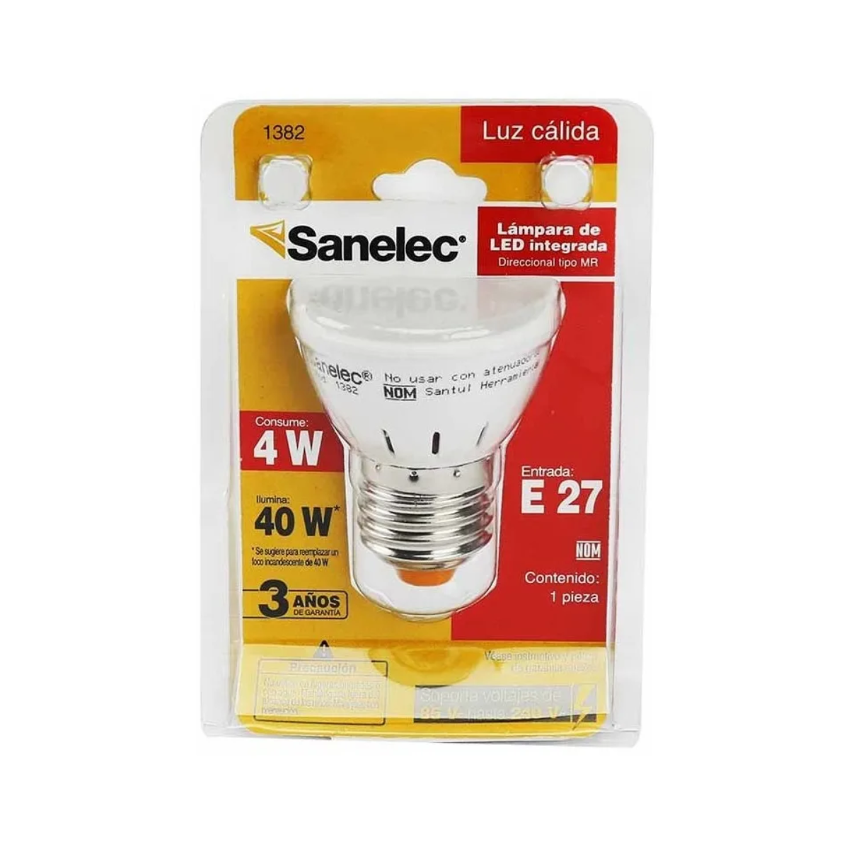 Lampara LED MR16 Sanelec E27 7W Luz Calida Dicroico