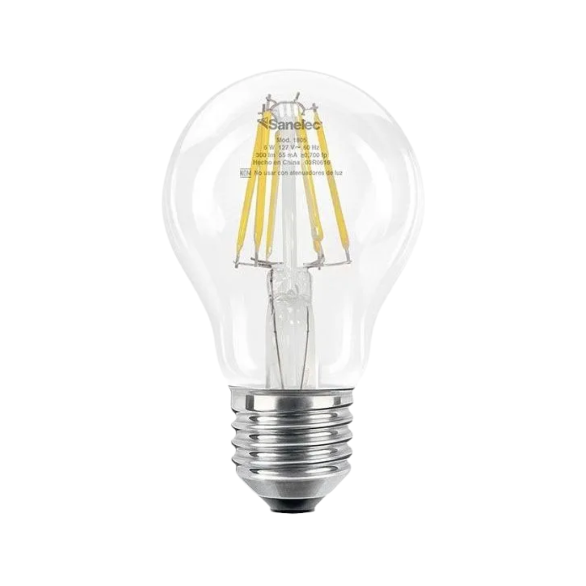 Foco Led De Filamento Sanelec 6W Luz Cálida