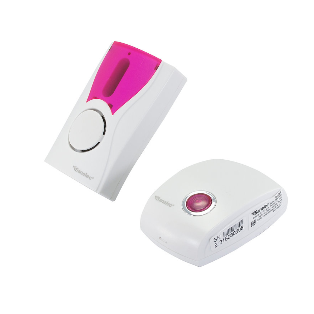 Timbre Inalambrico Rosa con Clavija Transmisor AA Sanelec