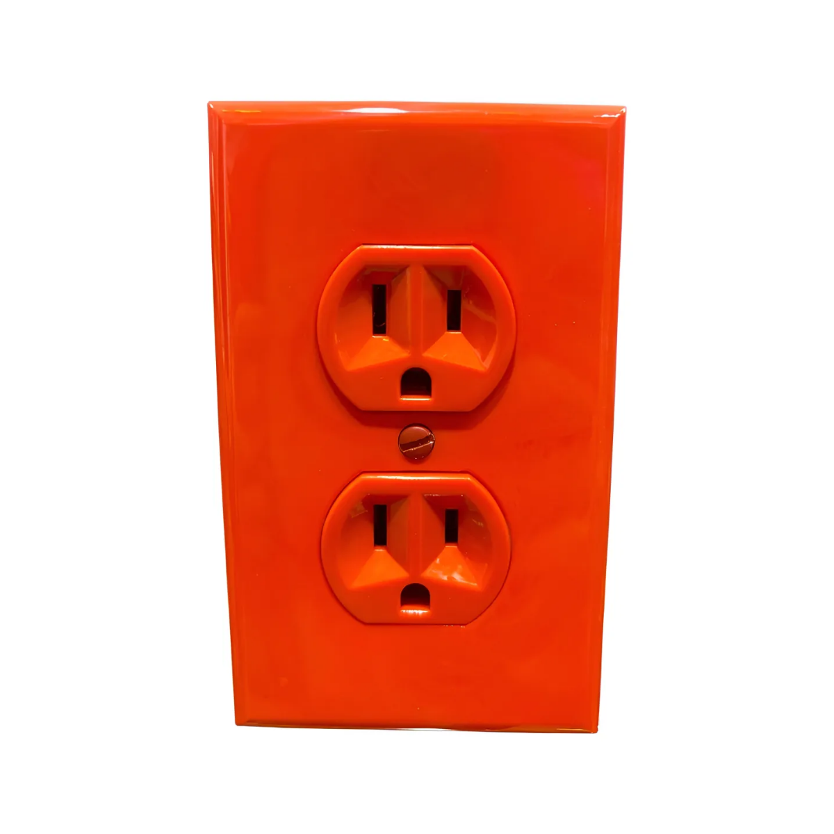 Contacto Doble Aterrizado Sanelec Naranja Soporte Metal