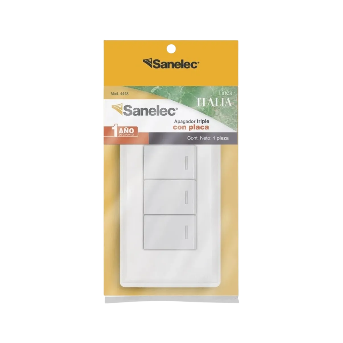 Placa Italia Sanelec Apagador Triple