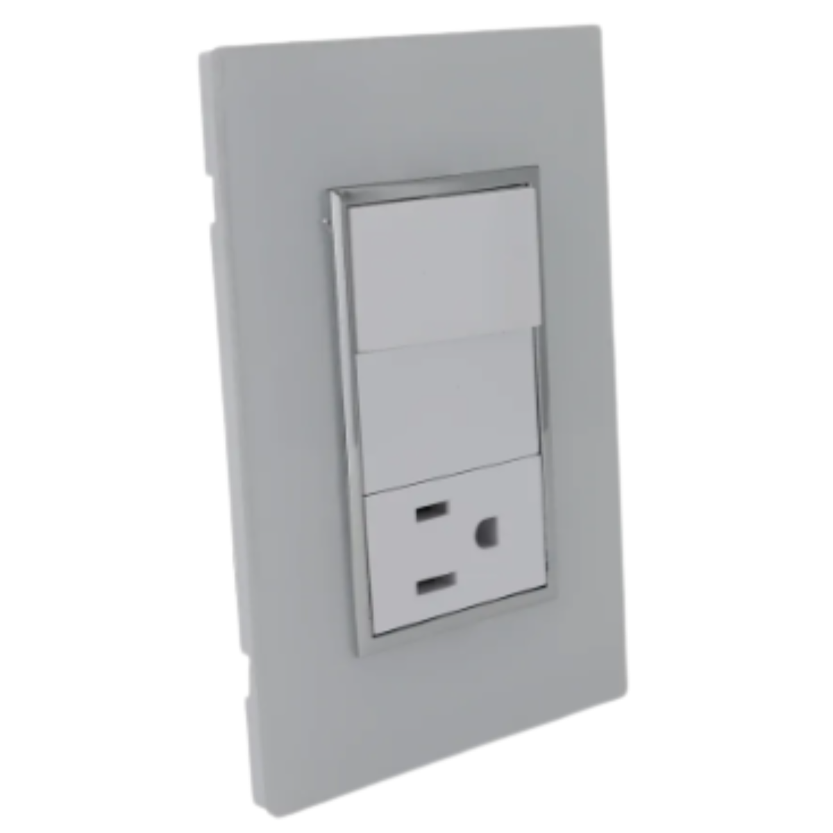 Placa Sanelec Línea Venecia Blanco Con Apagador y Contacto Aterrizado 127V