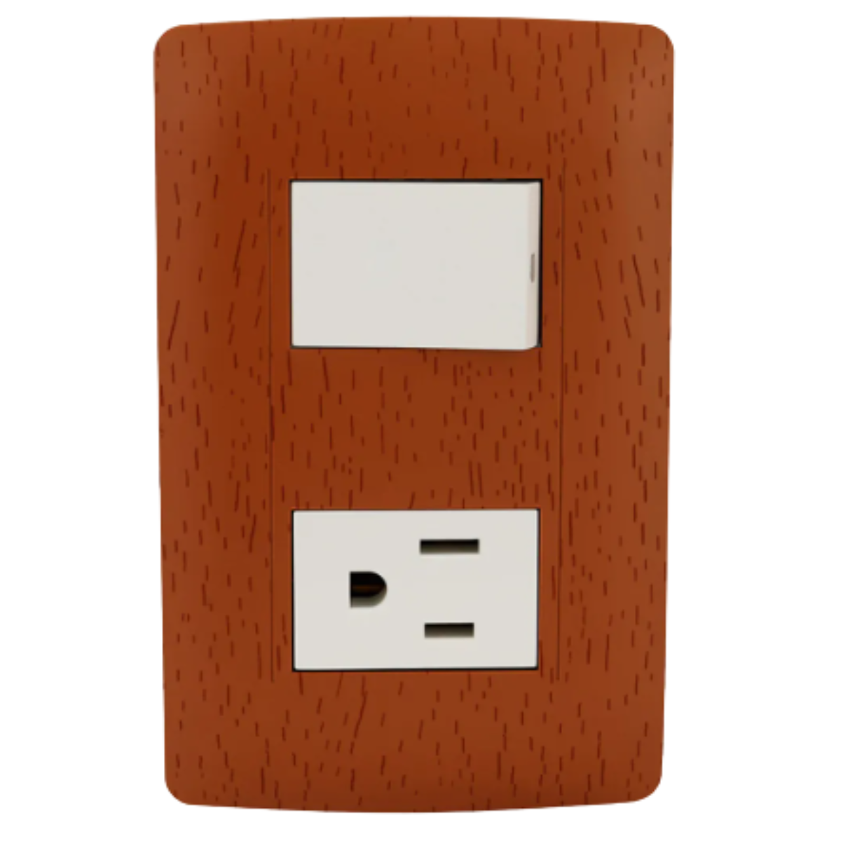 Placa Sanelec Línea Wooden con Apagador y Contacto Aterrizado 127V