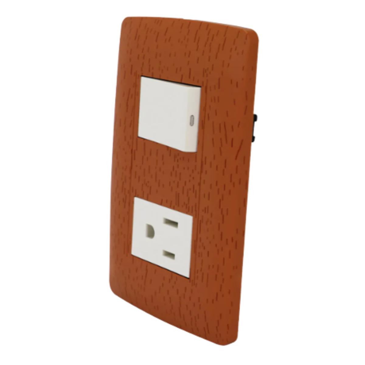Placa Sanelec Línea Wooden con Apagador y Contacto Aterrizado 127V