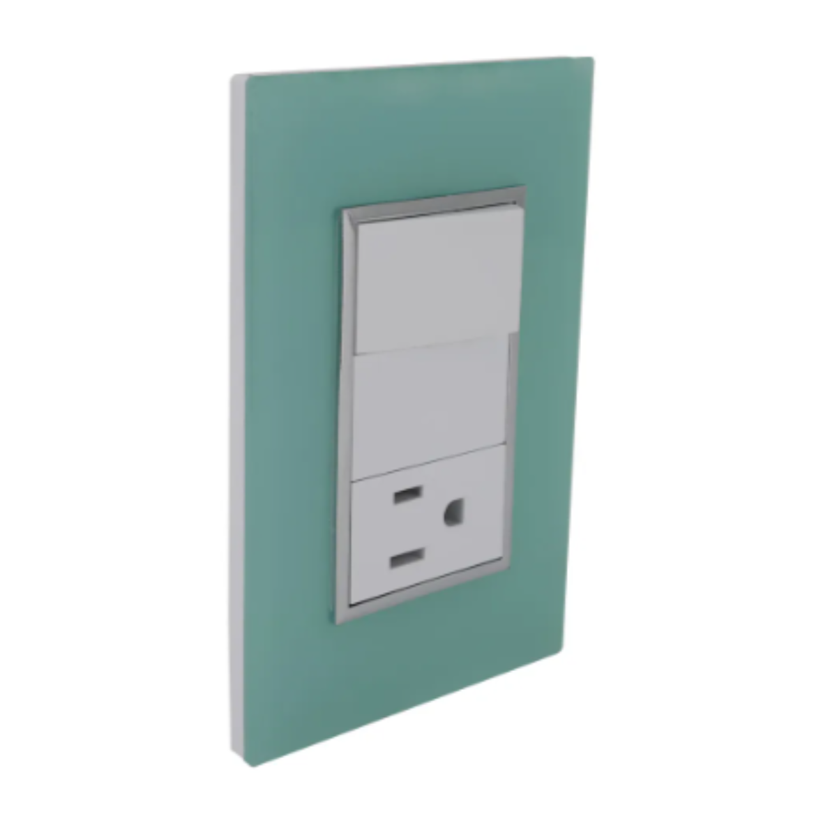 Placa Sanelec Línea Venecia Aqua con Apagador y Contacto Aterrizado 127V