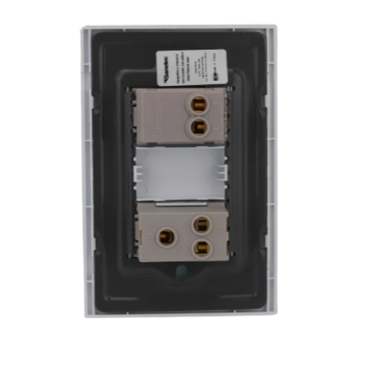 Placa Sanelec Línea Venecia Aqua con Apagador y Contacto Aterrizado 127V