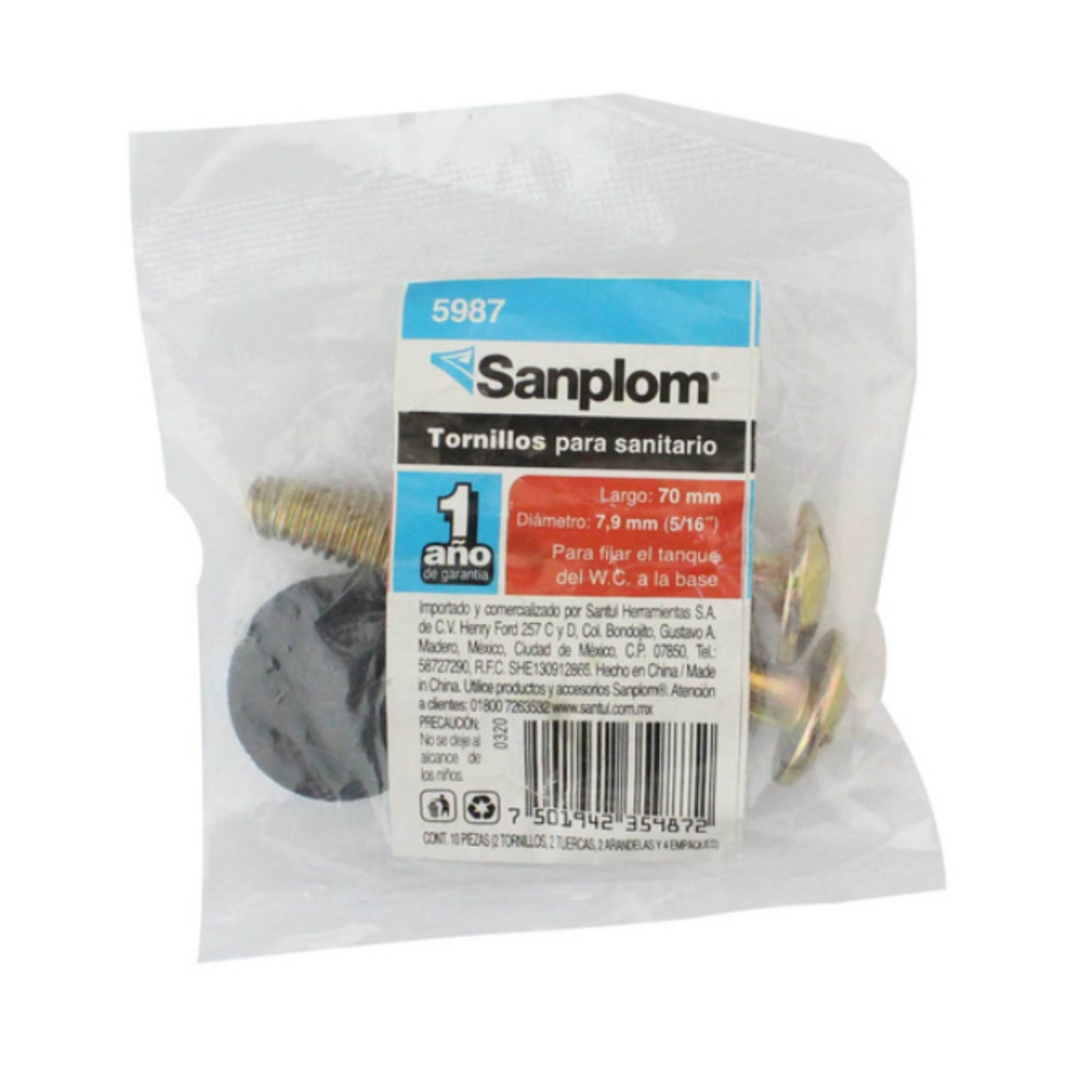 Tornillos para sanitario 2 piezas Sanplom 5987