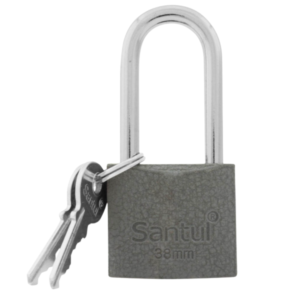Candado Cuerpo de Hierro 38mm Llave Tradicional Gancho Largo Santul 8055