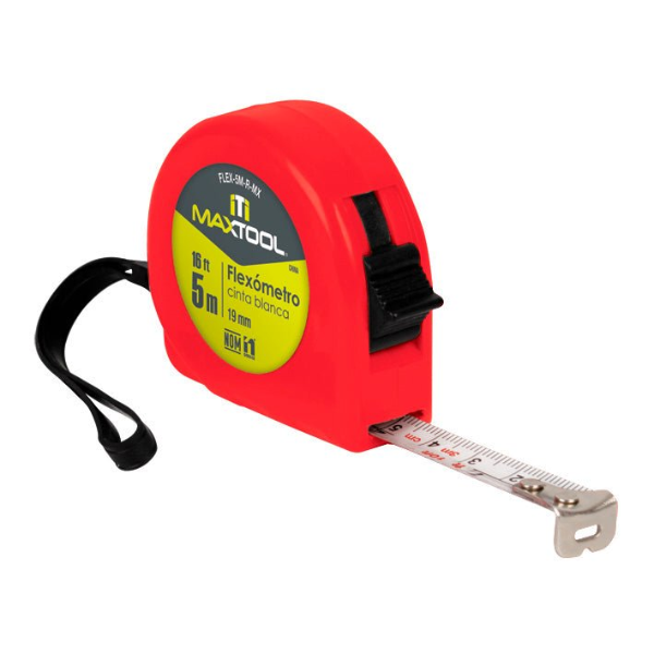 Flexometro de 5 mts en tarjeta de 6 pzs Maxtool