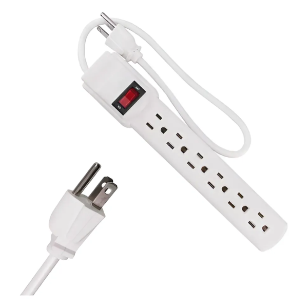 Multicontacto blanco 6 entradas c/luz indicadora