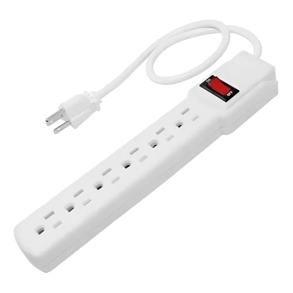 Multicontacto blanco 6 entradas c/luz indicadora