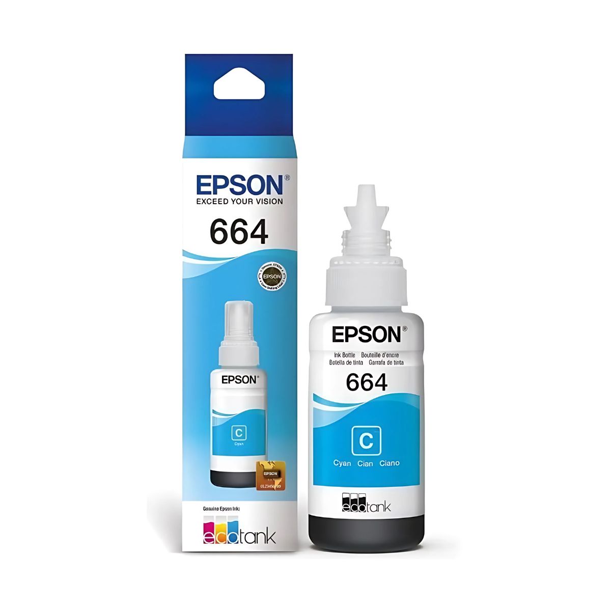 Tinta Para Impresora Epson T664 Color Cian De 70 Ml