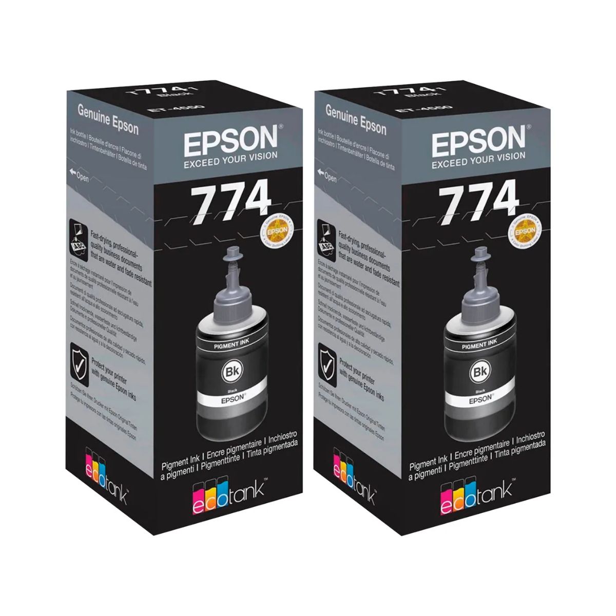 Pack 2 Tintas Epson T774 Original Ecotank Color Negro