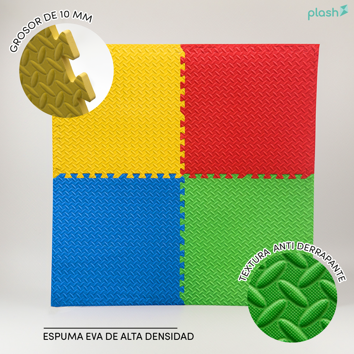 Set 4 Tapetes Foamy Rojo Verde Amarillo Azul