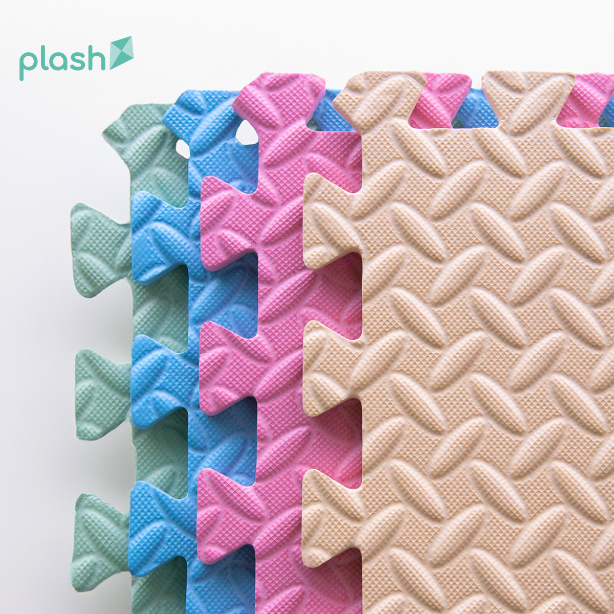 Set 4 Tapetes De Foamy Azul Rosa Verde Pastel Blanco