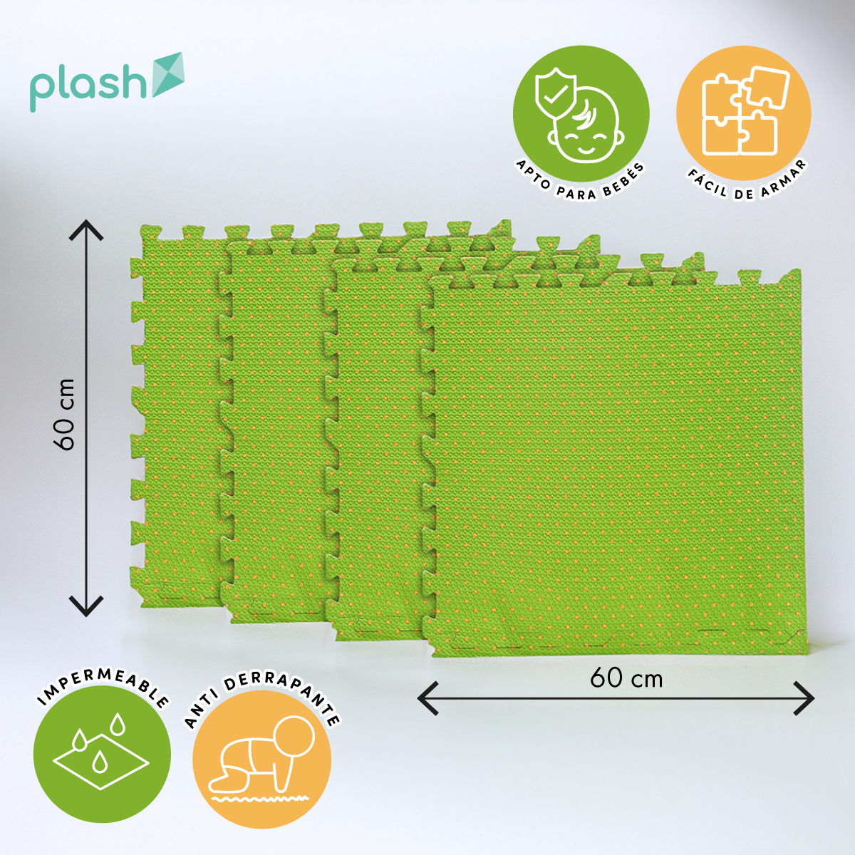 Set 4 Tapetes De Foamy Bolitas Verde
