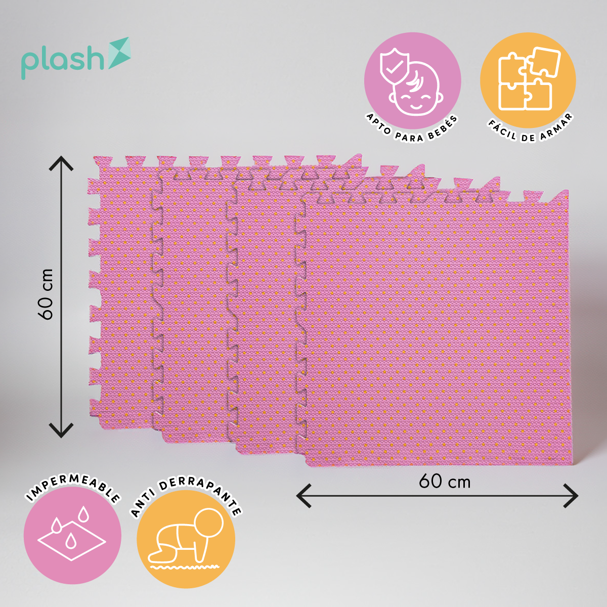 Set 4 Tapetes De Foamy Bolitas Rosa