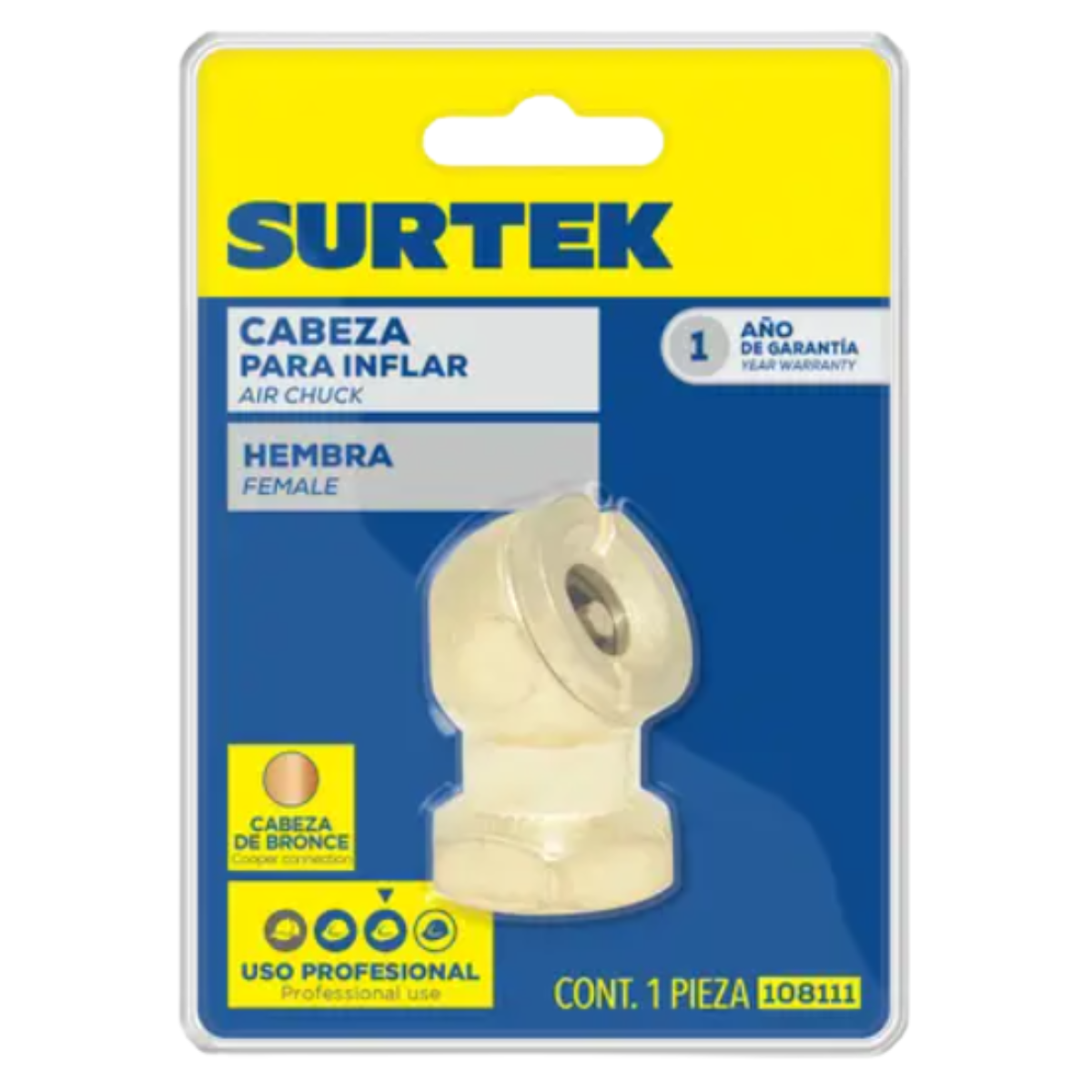 Cabeza para inflar de 1/4 NPT hembra