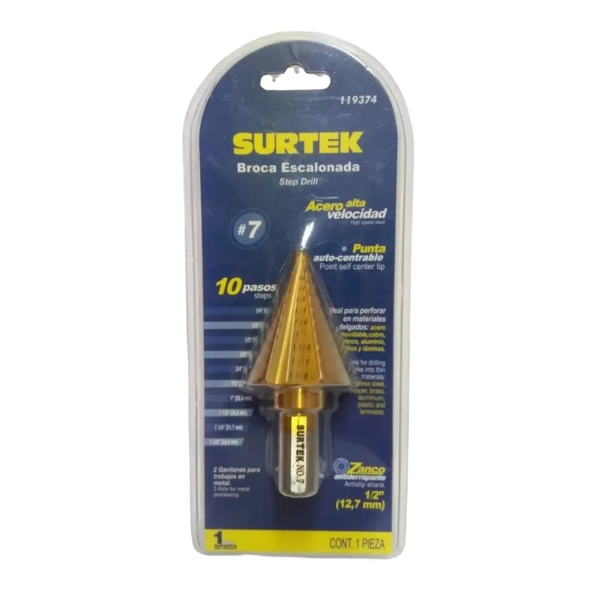 Broca Escalonada No.7 1/4-1 3/8 pulgadas Surtek