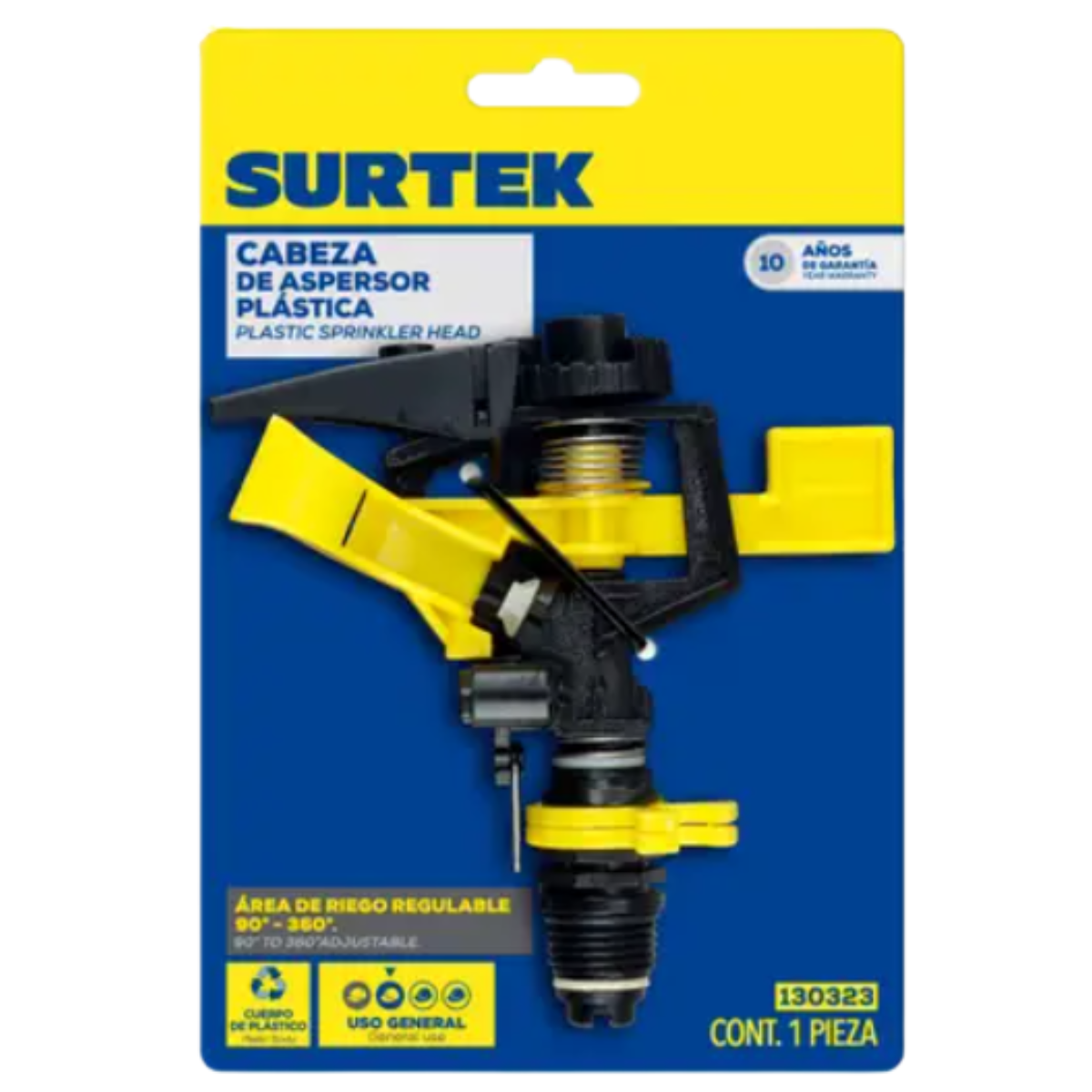 Aspersor plástico regulable por pulsación 3/4 GHT