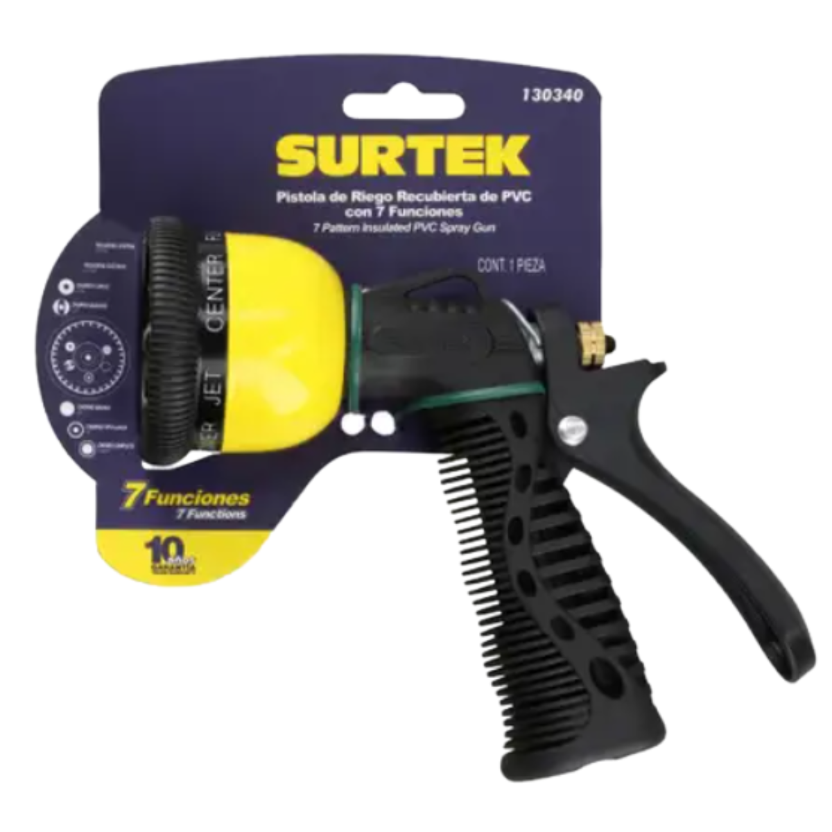 Pistola Surtek para riego con recubrimiento de PVC con 7 funciones 3/4 GHT