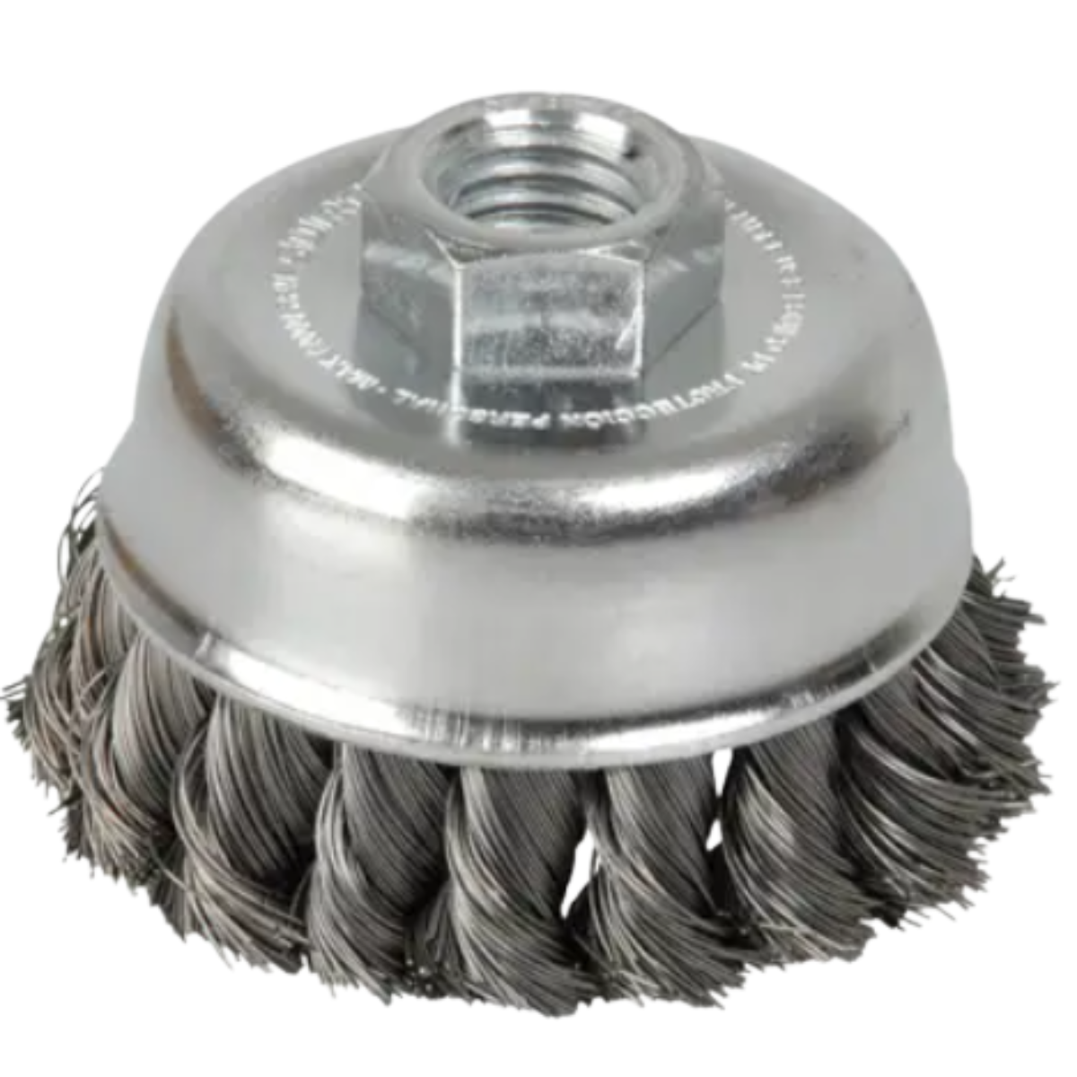 Carda copa trenzada alambre delgado 4x0.35 mm con rosca 5/8