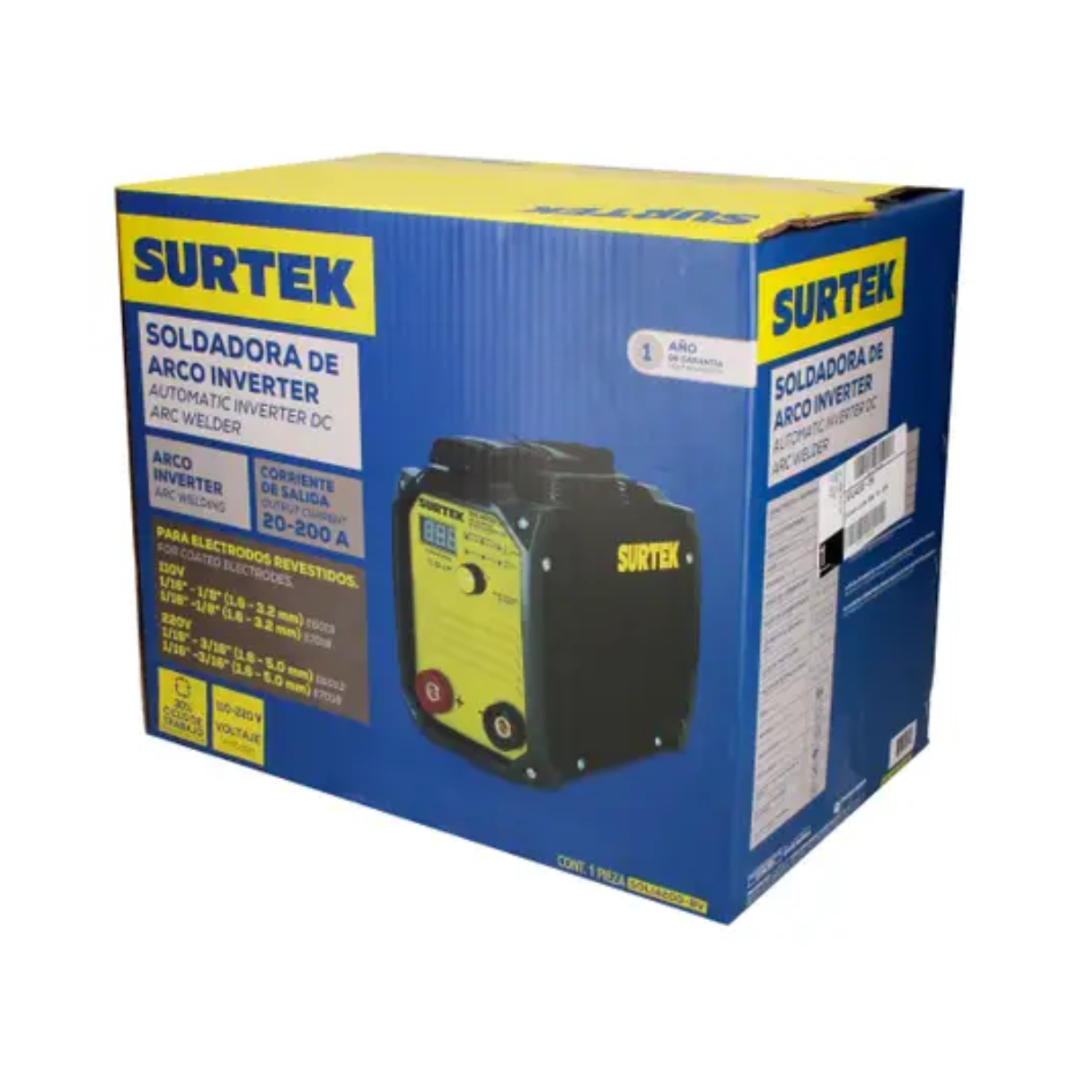 Soldadora Inverter para Electrodos Bi Voltaje 110-220 V 200 A Surtek