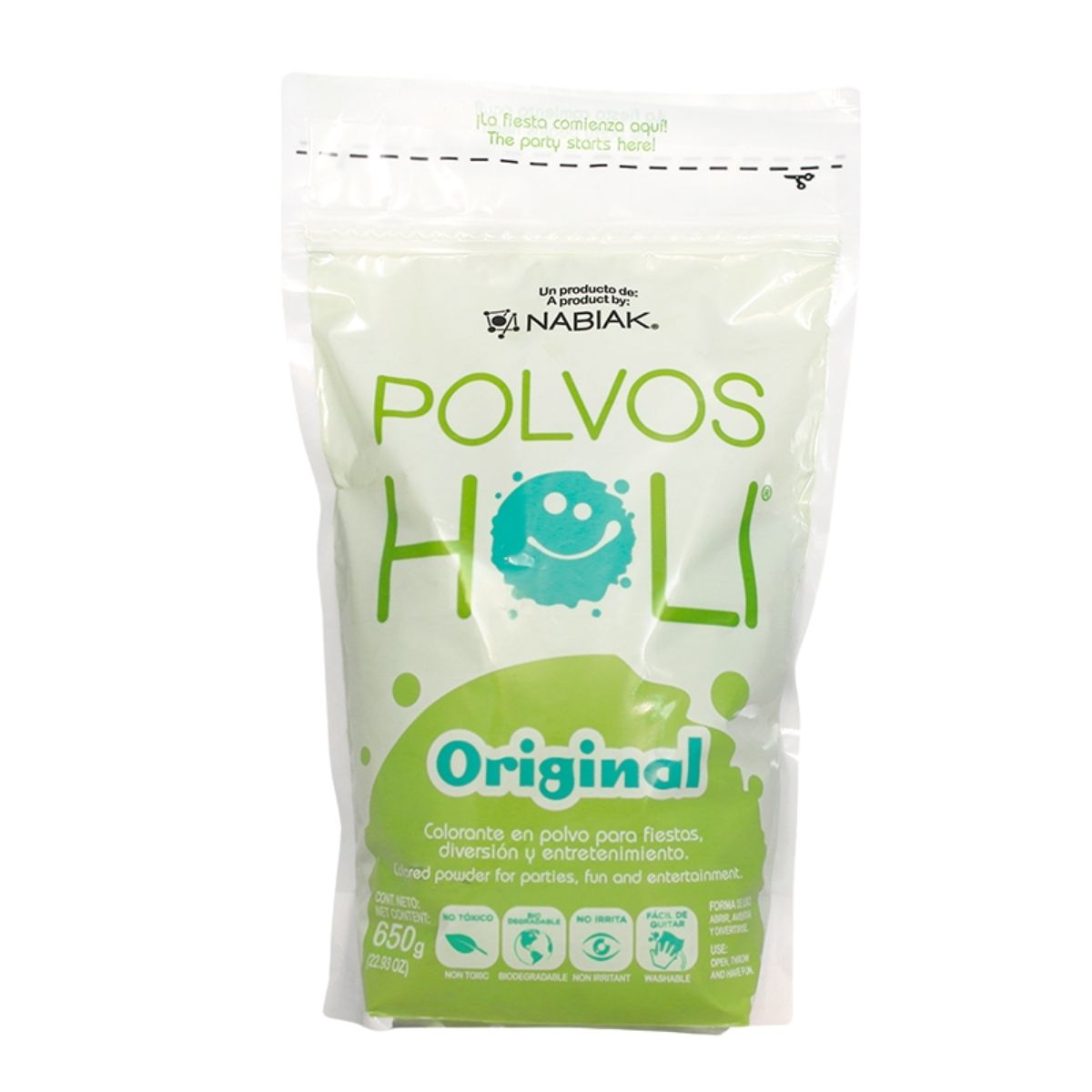 Polvos Holi Maxibolsa Original Verde Brillante 650gr