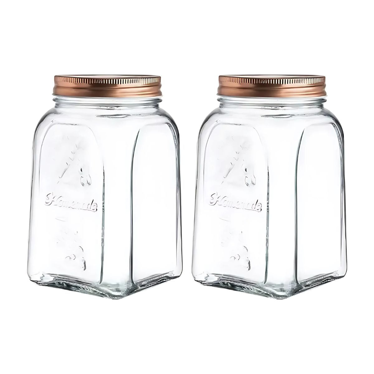 Set 2 Frasco Brocal Vintage Especiero Vidrio Cocina 1 L Color Transparente