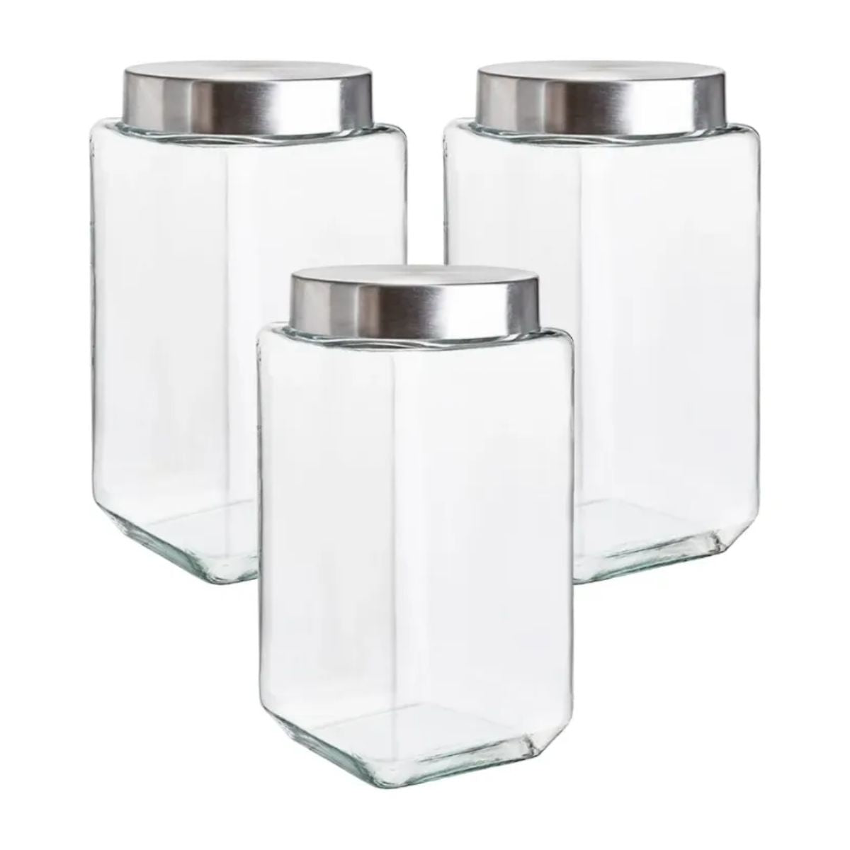3pz Contenedores Cuadrados 2.1L Tapa Rosca Brocal Vidrio