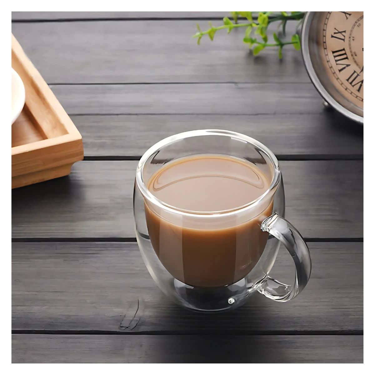 Set 2 Tazas Termicas Doble Pared Borosilicato 260ml Café