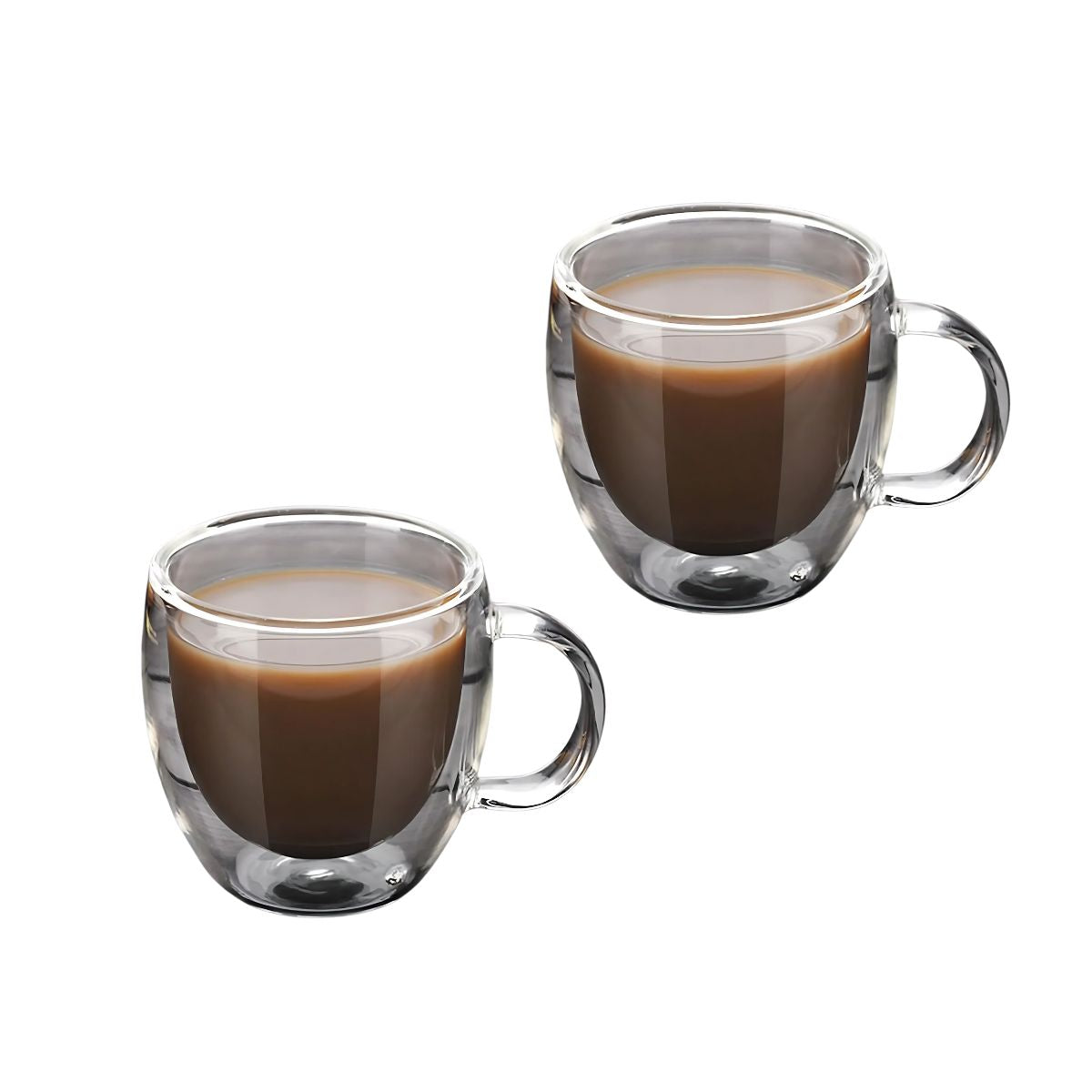 Set 2 Tazas Termicas Doble Pared Borosilicato 260ml Café
