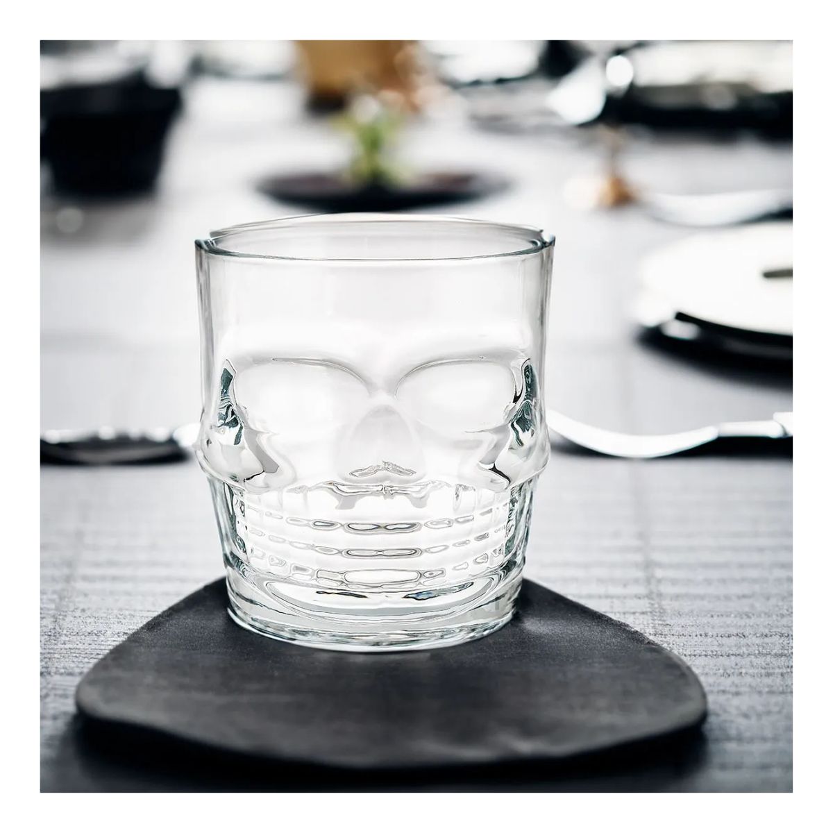 Set 6 Vasos Double Old Fashion Calavera Vidrio Whisky Color Transparente