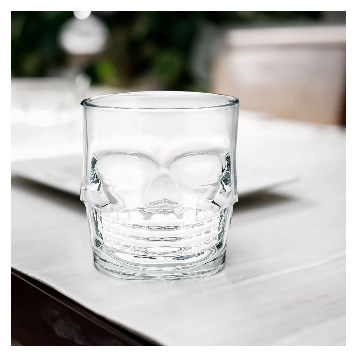 Set 6 Vasos Double Old Fashion Calavera Vidrio Whisky Color Transparente